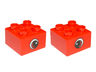 Duplo, Brick 2 x 2 with Eye, Small with White Spot and Curve Pattern on Opposite Sides