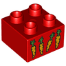 Duplo, Brick 2 x 2 with 4 Carrots Pattern