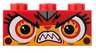 Brick 1 x 3 with Cat Face Teeth Bared, Eyes Aflame (Rage Kitty) Pattern