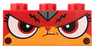 Brick 1 x 3 with Cat Face with Bright Light Orange Muzzle, Frown, Narrow Eyes Pattern (Angry Kitty)
