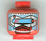 Minifigure, Head Alien with Blue Eye Mask Small and Black and Red Mouth Grille Pattern