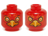 Minifigure, Head Dual Sided Alien Chima Phoenix Orange Eye Circles and Feathers, Yellow Eyes, Beak, Surprised / Stern Pattern (Flinx)