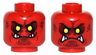 Minifigure, Head Dual Sided Alien Black Eyebrows, Yellow Eyes, Dark Red Spots, 4 Fangs, Grin / Angry Frown Pattern