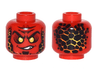 Minifigure, Head Alien Lava Monster with Yellow Eyes, Black Rocks, and Lopsided Grin with Teeth Pattern