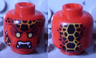 Minifigure, Head Alien Lava Monster with Yellow Eyes, Black Rocks, and Open Mouth with Fangs Pattern