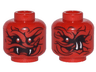 Minifigure, Head Dual Sided Alien Snake with Black Wavy Lines, 2 Red Eyes and 2 White Fangs / 1 Red Eye and 2 White Fangs on Side Pattern
