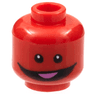 Minifigure, Head Alien with Black Eyes and Wide Open Mouth Smile with Dark Pink Tongue Pattern