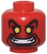 Minifigure, Head Alien Large Black Eyebrows, Goatee, Yellow Eyes, and Open Mouth Evil Grin Pattern