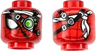 Minifigure, Head Alien with Spider-Man Dark Red Webbing, Large White and Silver Eye, Cyborg Eyepiece with Bright Green Lens, Black Straps, Stitches, Bandana Pattern