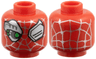 Minifigure, Head Alien Silver Webbing, Eyes and Cyborg Eyepiece, Bright Green Eye Sensors Pattern