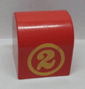 Duplo, Brick 2 x 2 x 2 Slope Curved Double with Circled Number 2 Pattern on Curved Sides