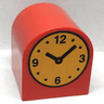 Duplo, Brick 2 x 2 x 2 Slope Curved Double with Yellow Clock Face with Black Numbers and Hands at 10:08 Pattern