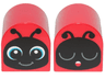 Duplo, Brick 2 x 2 x 2 Slope Curved Double with Blue Insect Face Eyes Open Awake / Eyes Closed Asleep Pattern