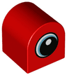 Duplo, Brick 2 x 2 x 2 Slope Curved Double with White Spot and Medium Azure Circled Eye Looking Right Pattern