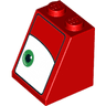 Slope 65 2 x 2 x 2 with Bottom Tube with Green Eye on Narrow White Background Pattern Model Left Side