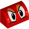 Slope, Curved 1 x 2 with Bottom Stud Holder with Black and White Stern Eyes, Orange Eye Shadow and Freckles Pattern