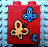 Duplo, Brick 1 x 2 x 2 with Blue and Yellow Butterflies Pattern