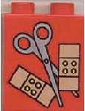 Duplo, Brick 1 x 2 x 2 with Scissors and Bandages Pattern