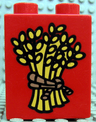 Duplo, Brick 1 x 2 x 2 with Bundle of Yellow Wheat with Braided Brown Rope Pattern