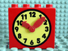 Duplo, Brick 1 x 4 x 3 with Movable Red Clock Hands and Yellow Clock Face with Black Numbers Pattern