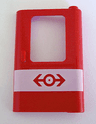 Door 1 x 4 x 5 Train Right, Thin Support at Bottom with White Stripe and Train Logo Pattern