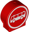 Duplo, Brick 1 x 2 x 2 Round Top with White Bus in Circle Pattern