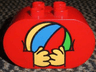 Duplo, Brick 2 x 4 x 2 Rounded Ends with Hands Holding Ball Pattern