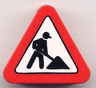 Duplo, Brick 1 x 3 x 2 Triangle Road Sign with Construction Worker Pattern