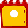 Duplo Door / Window Frame 2 x 4 x 3 Flat Front Surface with Yellow Door / Window with Porthole (4253 / 4248)