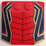 Wedge 4 x 4 x 2/3 Triple Curved with Dark Blue and Gold Lines and Ornaments and Dark Red Spider Web Pattern