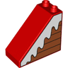 Duplo, Brick 4 x 2 x 3 Slope with Snow on Boards Pattern Model Right Side