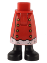 Mini Doll Hips and Skirt Long with Molded Black Legs / Boots and Printed Gold Buttons and White Trim Pattern - Thick Hinge