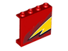 Panel 1 x 4 x 3 with Side Supports - Hollow Studs with Lightning Tip and Flames Pattern Model Left Side