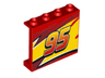Panel 1 x 4 x 3 with Side Supports - Hollow Studs with Lightning Middle Section, Flames and '95' Pattern Model Left Side