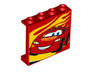 Panel 1 x 4 x 3 with Side Supports - Hollow Studs with Yellow Flames and Lightning McQueen Picture Pattern Model Left Side