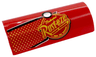 Slope, Curved 2 x 4 Double with Groove with Bright Light Orange 'Rust-eze' Logo, Dots, Black and White Stripes and Silver Fuel Filler Cap Pattern Model Left Side