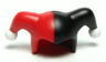 Minifigure, Headgear Jester's Cap with Black Left Side and White Pom Poms Pattern