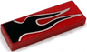 Tile 1 x 3 with Black Flames with Silver Outline Pattern