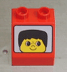Duplo, Brick 2 x 2 x 1 1/2 Slope 45 with Boy Head with Black Short Hair Pattern