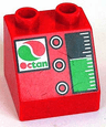Duplo, Brick 2 x 2 x 1 1/2 Slope 45 with Octan Logo, 3 Vertical Buttons, and Gas Gauge Pattern