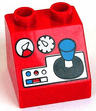 Duplo, Brick 2 x 2 x 1 1/2 Slope 45 with Joystick, Gauges, and Buttons Pattern