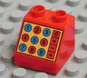 Duplo, Brick 2 x 2 x 1 1/2 Slope 45 with Calculator Keypad with Blue and Red Buttons on Yellow Background Pattern
