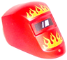 Minifigure, Visor Welding with Flames Orange and Yellow Pattern