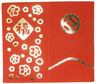 Duplo, Cloth Blanket 5 x 5 Folded with Gold Flowers, Curved Line, and Diamond with Chinese Logogram '福' (Blessing) Pattern