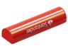 Slope, Curved 1 x 4 x 2/3 Double with White and Yellow Stripes and Santander Logo Pattern