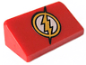 Slope 30 1 x 2 x 2/3 with Yellow Circle and Lightning Bolt (DC The Flash Logo) Pattern