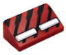 Slope 30 1 x 2 x 2/3 with Black Diagonal Stripes and 2 Silver and White Rectangles Pattern