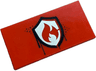 Tile 2 x 4 with Lopsided Silver Fire Logo Badge with Black Border Dripping Paint Pattern
