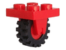 Plate, Modified 2 x 2 with Wheel Holder Bottom with Red Wheel with Black Tire Offset Tread Small (8 / 3464c02)