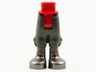 Mini Doll Hips and Pearl Dark Gray Trousers Cropped, Dark Bluish Gray Socks, Silver Shoes with Red Trim Pattern - Thick Hinge